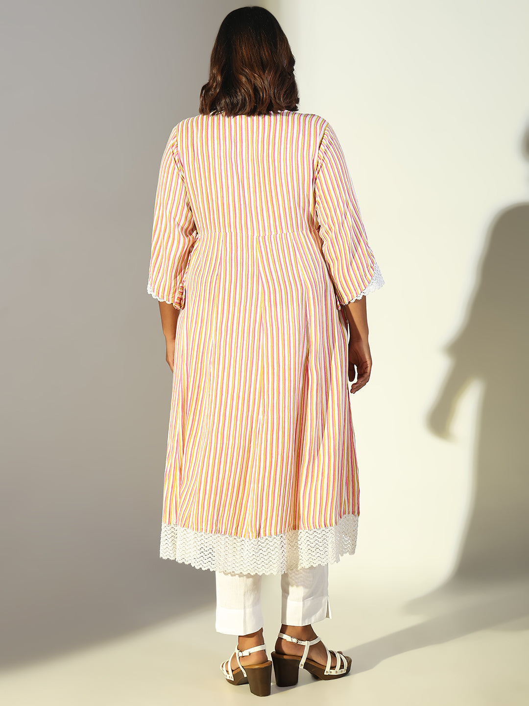 Women's Multi Striped Anarkali Kurta