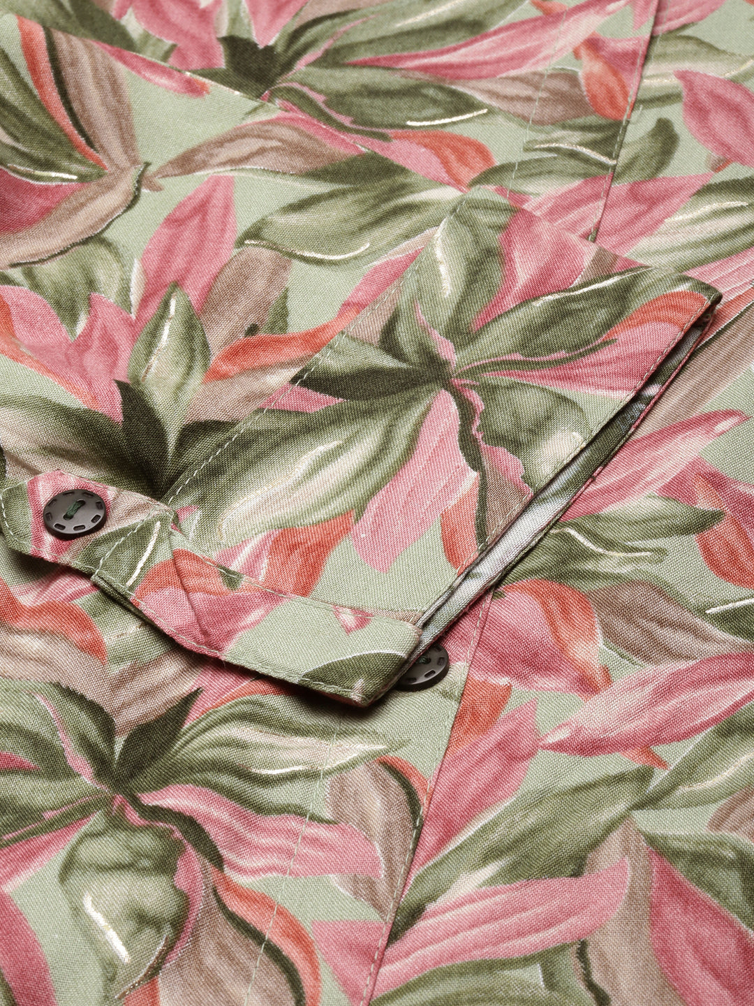 Women's A-Line Green Floral Kurta