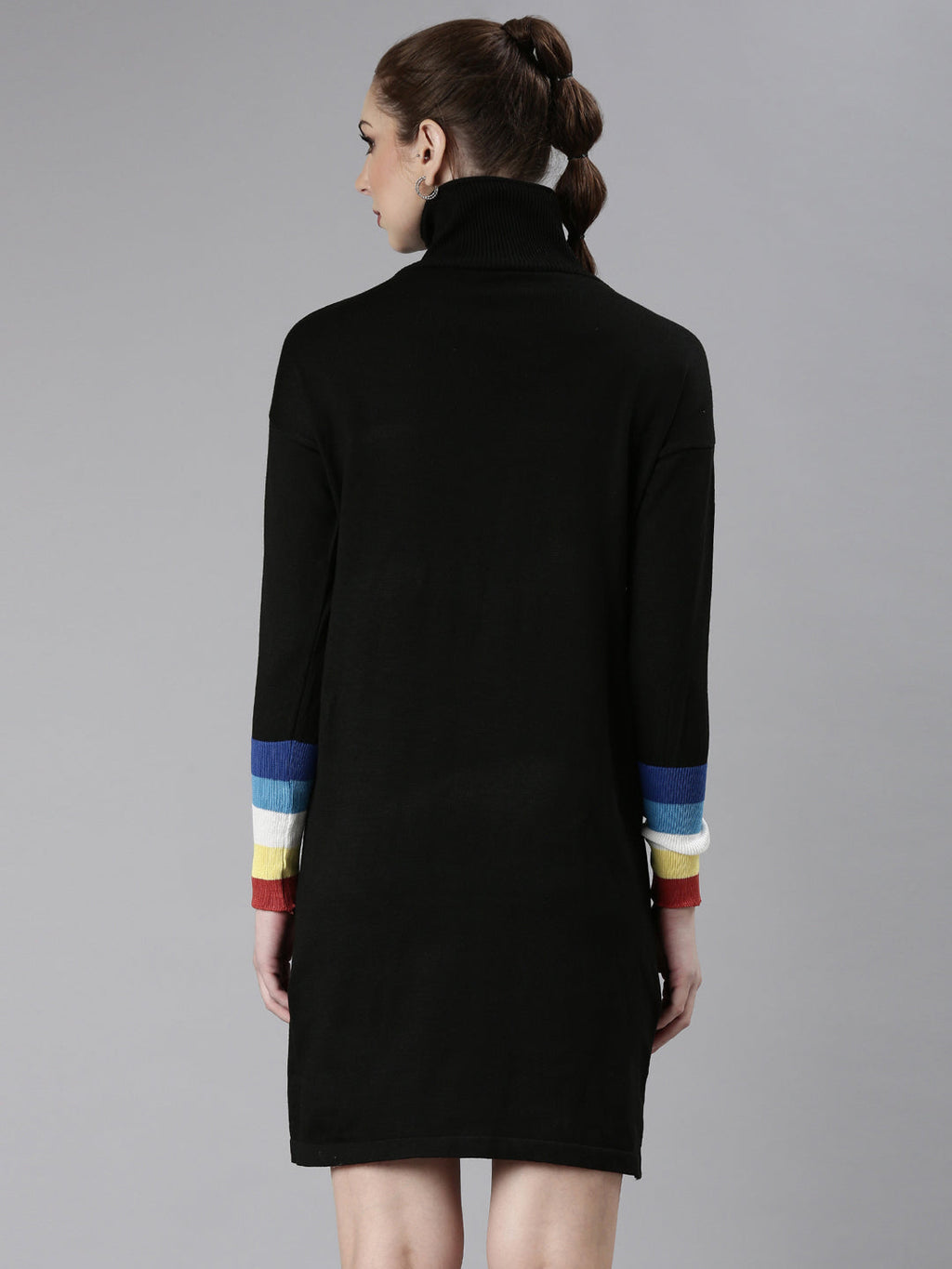 Women's Black High Neck Bodycon Dress