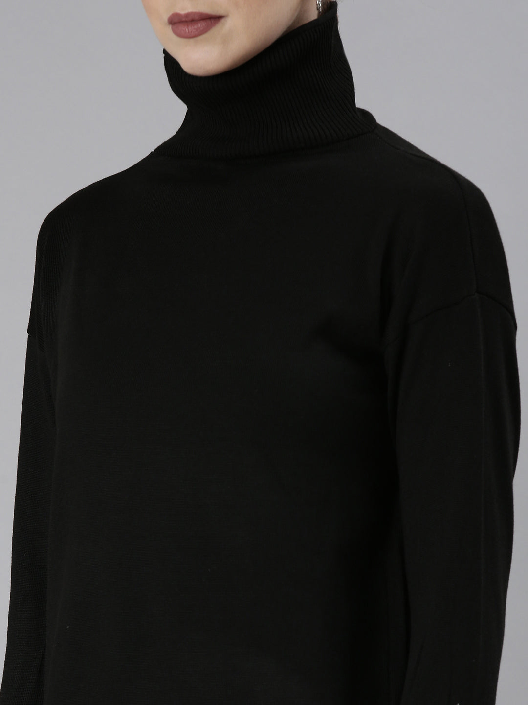 Women's Black High Neck Bodycon Dress