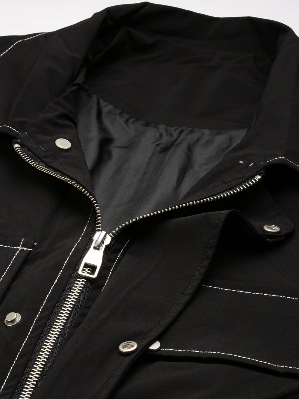 Men's Spread Collar Black Solid Tailored Oversized Jacket