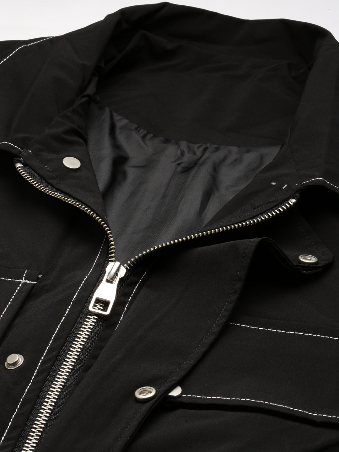 Men's Spread Collar Black Solid Tailored Oversized Jacket