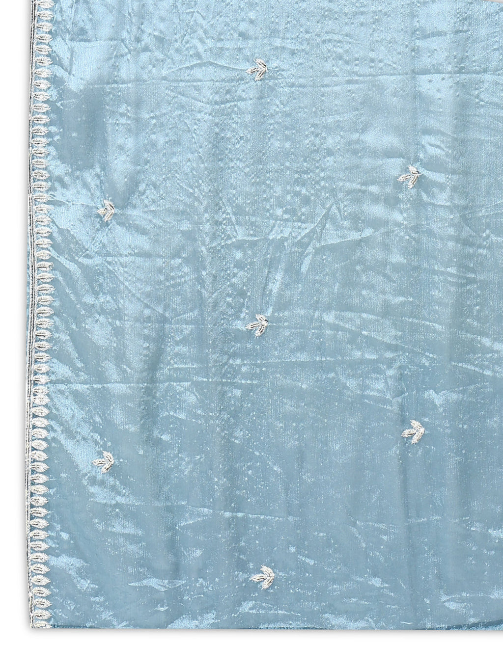 Women's Blue Floral Anarkali Kurta Sets with Dupatta