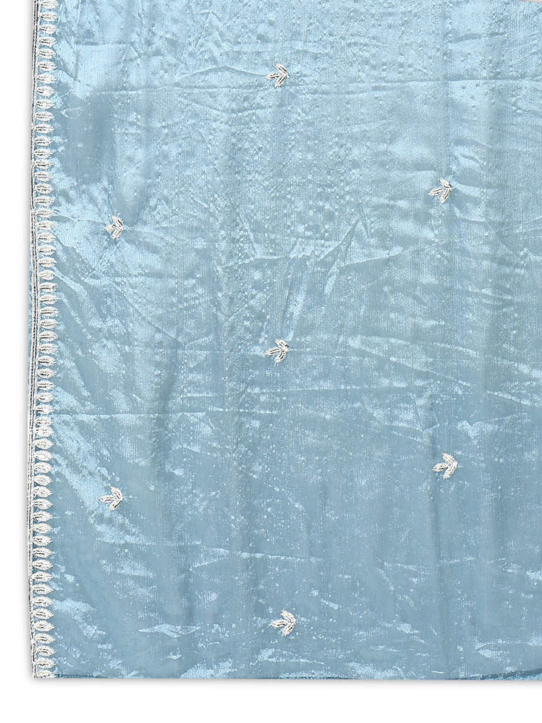 Women's Blue Floral Anarkali Kurta Sets with Dupatta