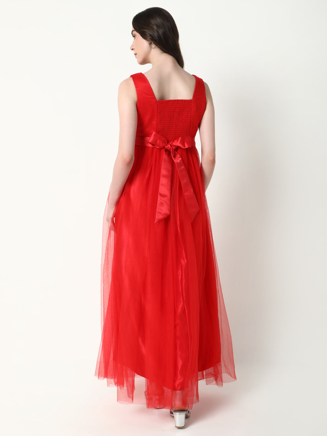 Women's Solid Red Gown Dress