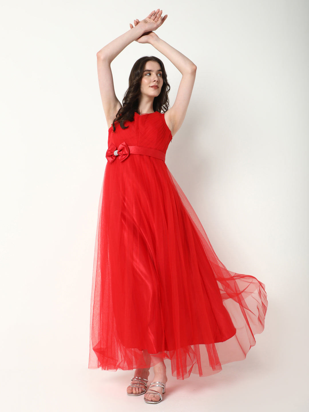 Women's Solid Red Gown Dress