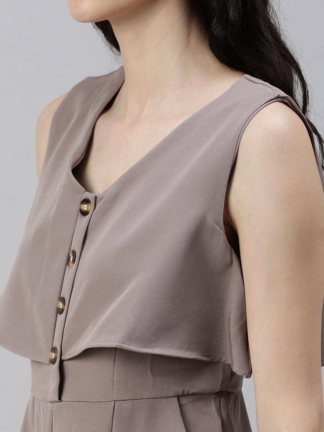 Women's Beige with Layered Jumpsuit
