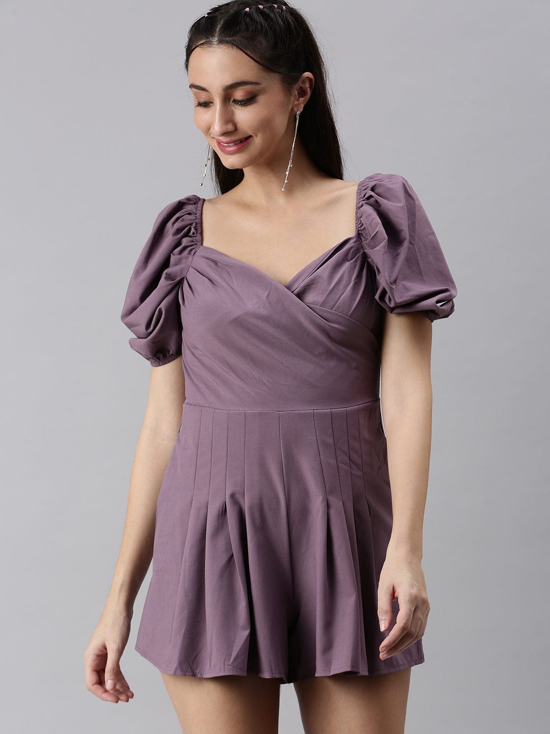 Women's Purple Sweetheart Neck Play Jumpsuit
