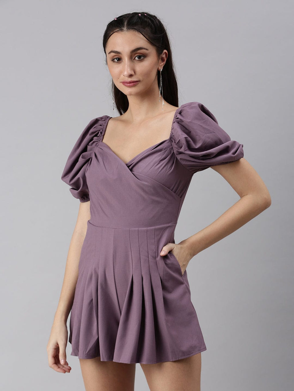 Women's Purple Sweetheart Neck Play Jumpsuit