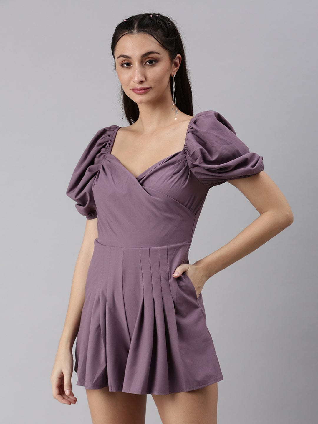Women's Purple Sweetheart Neck Play Jumpsuit