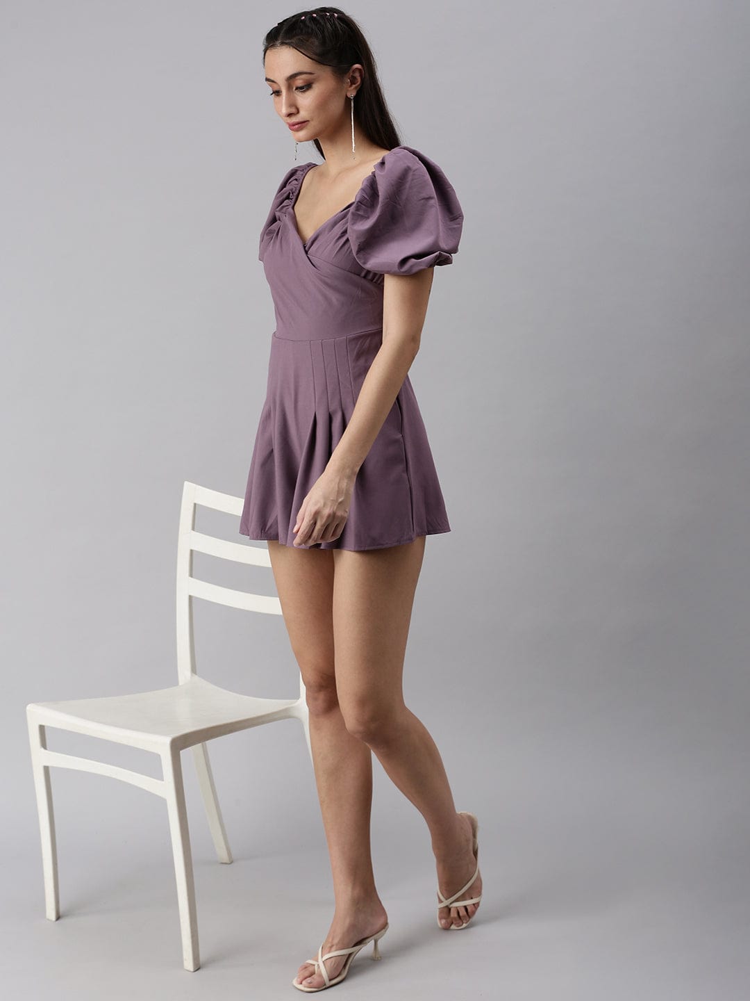 Women's Purple Sweetheart Neck Play Jumpsuit