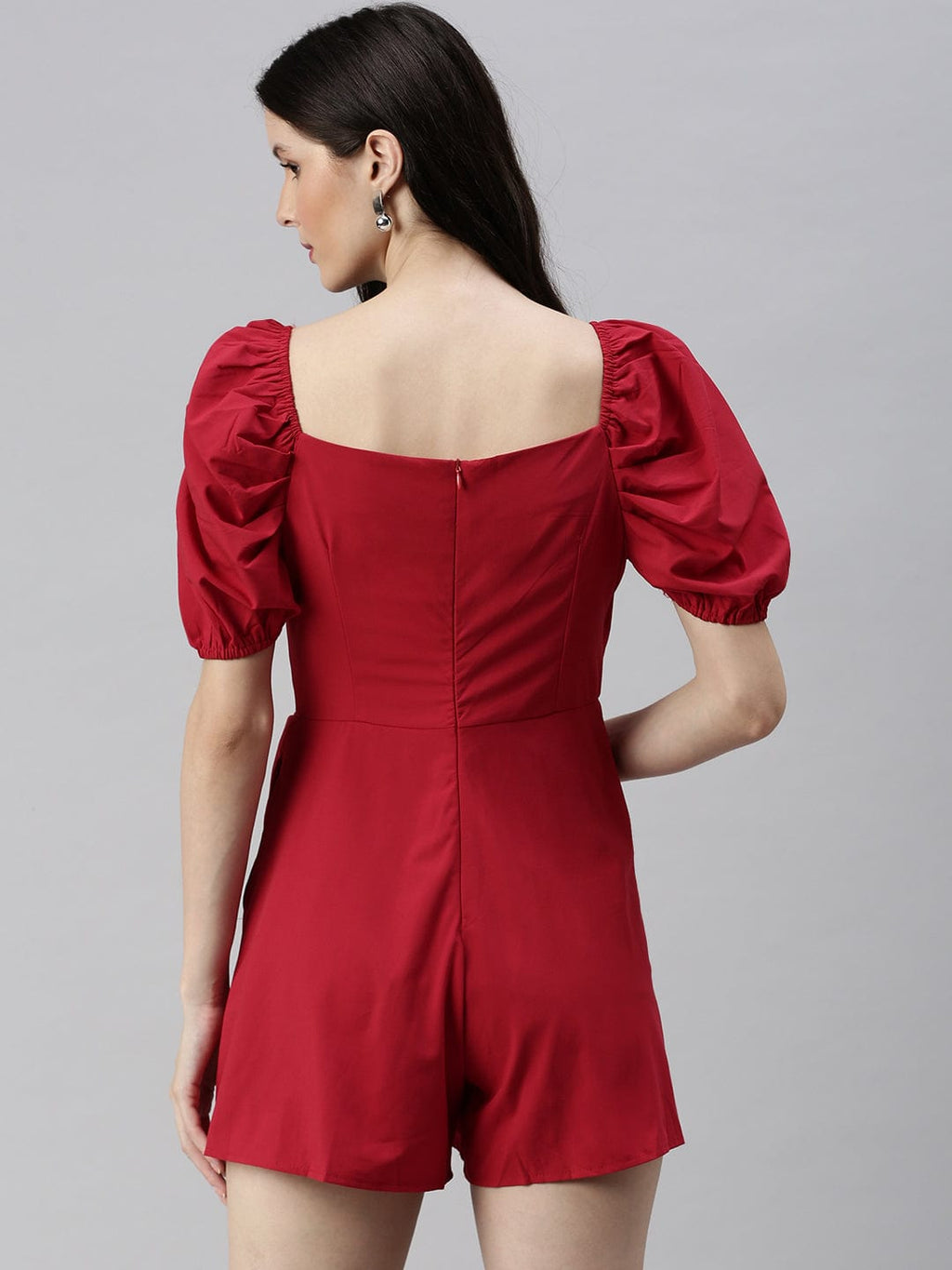 Women's Red Solid Jumpsuit