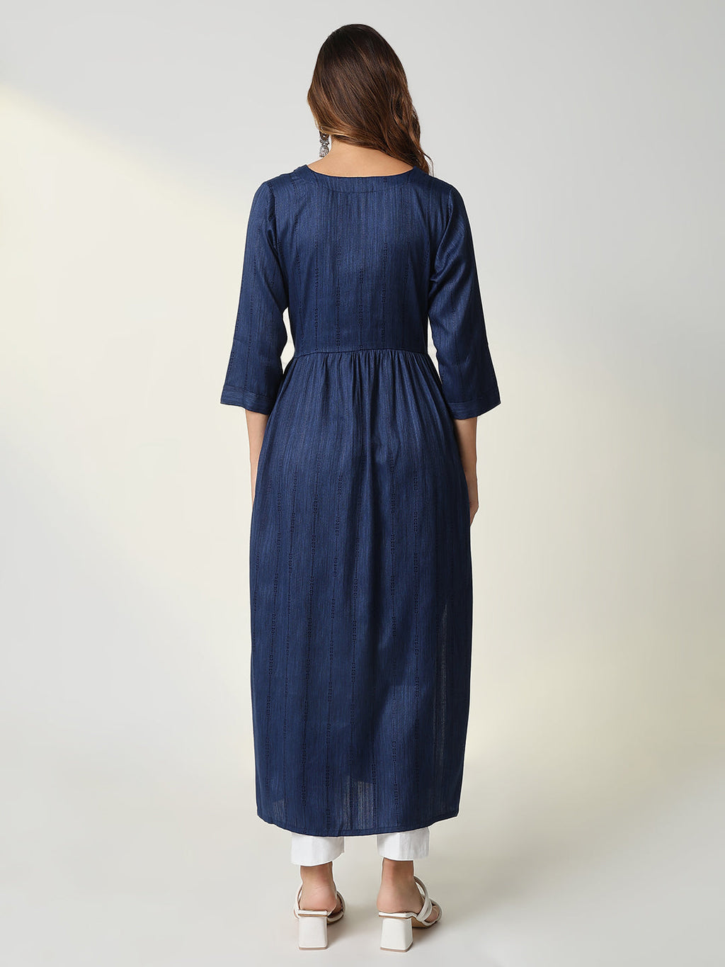 Women's Navy Blue Solid Anarkali Kurta