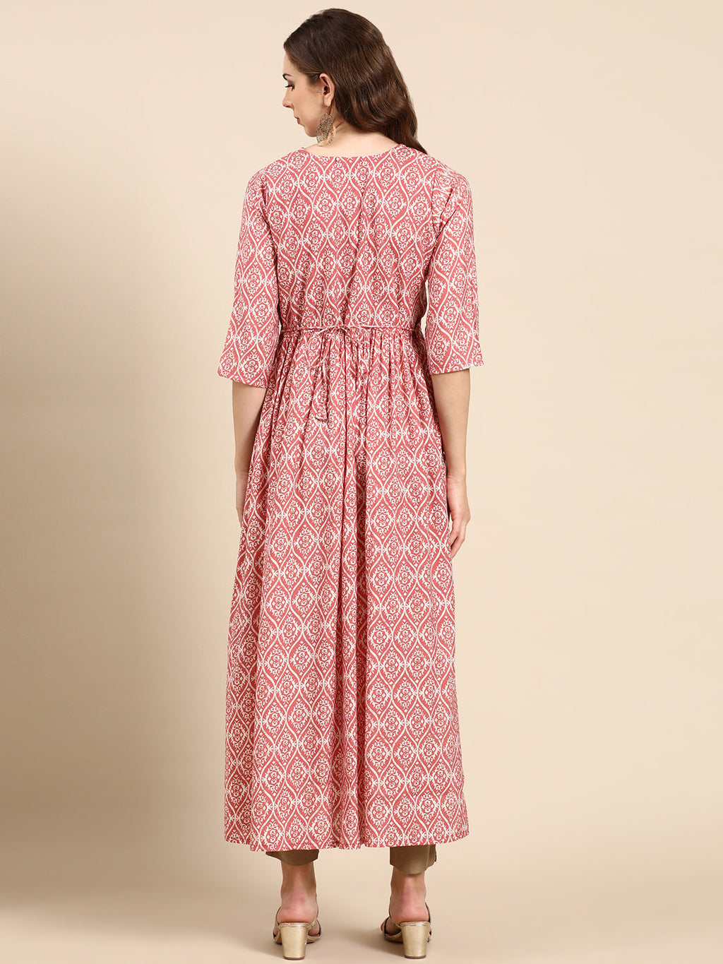 Women's Mauve Ethnic Motifs Printed Sequinned Thread Work Anarkali Kurta