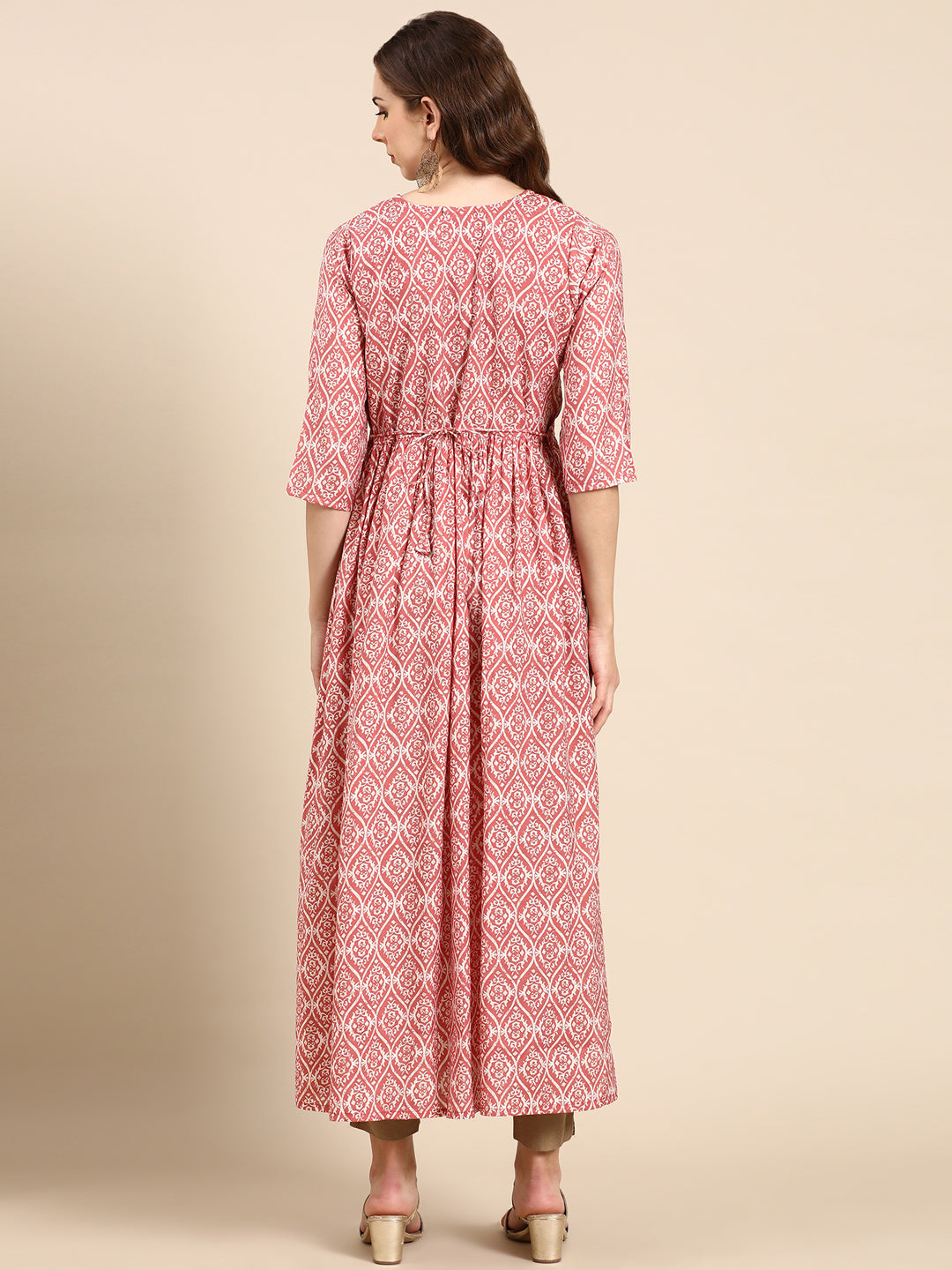 Women's Mauve Ethnic Motifs Printed Sequinned Thread Work Anarkali Kurta