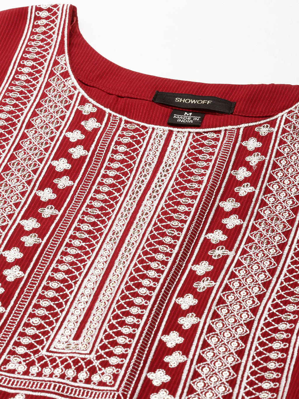 Women's Maroon Sequinned Anarkali Kurta