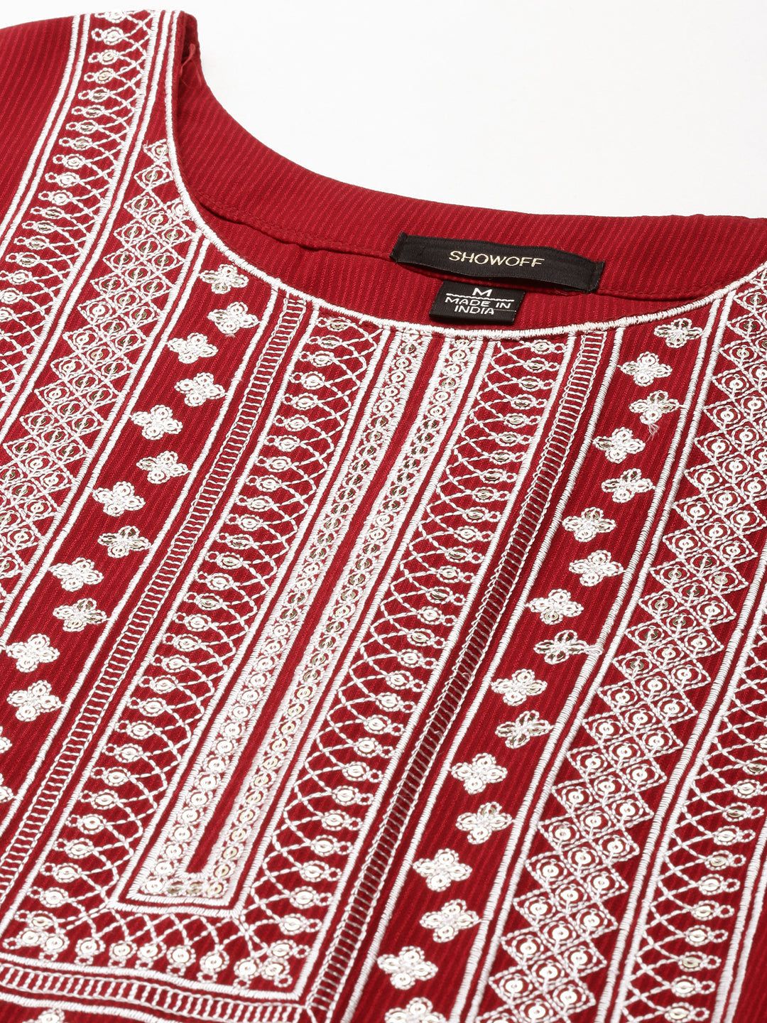 Women's Maroon Sequinned Anarkali Kurta