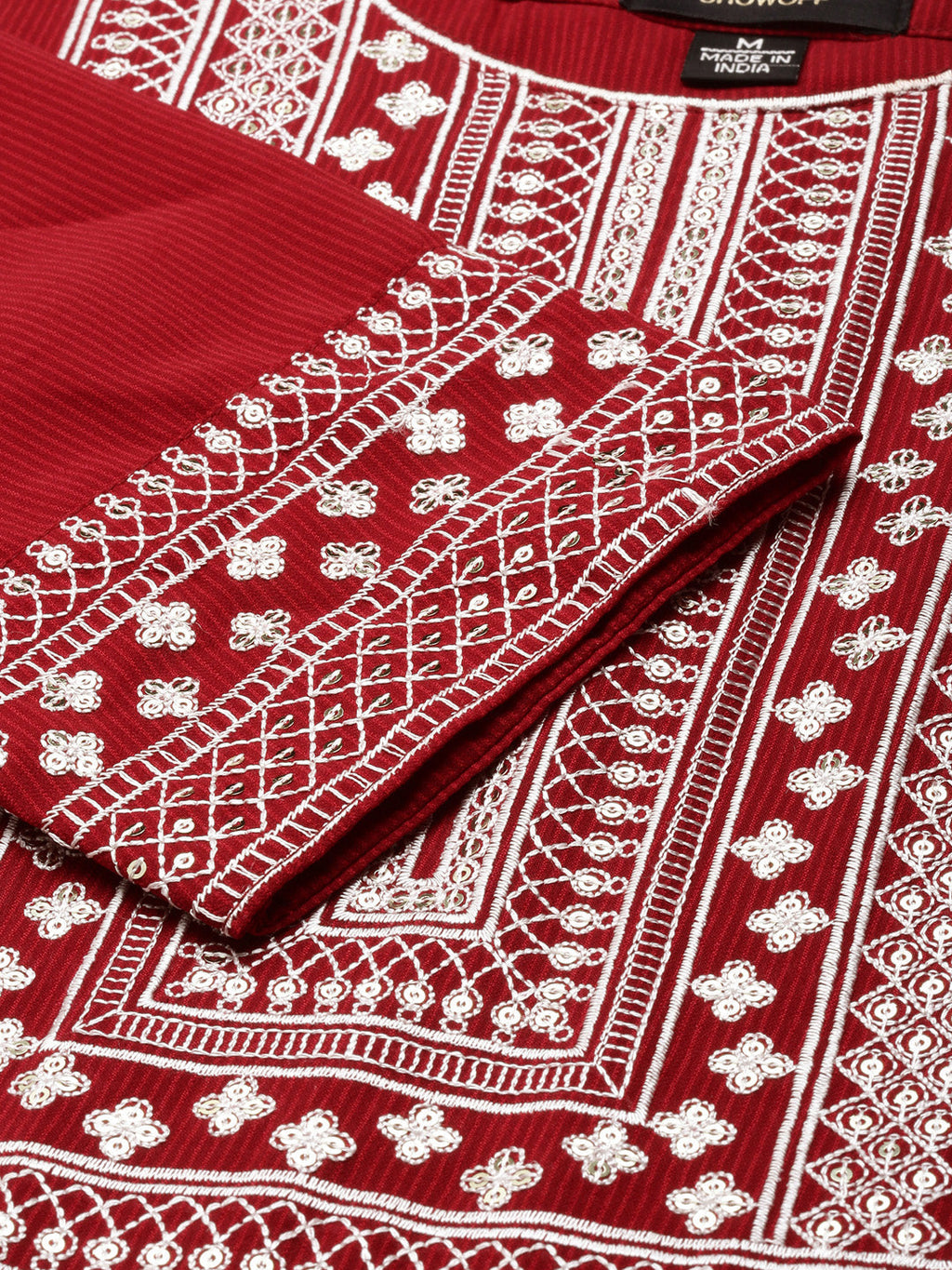 Women's Maroon Sequinned Anarkali Kurta