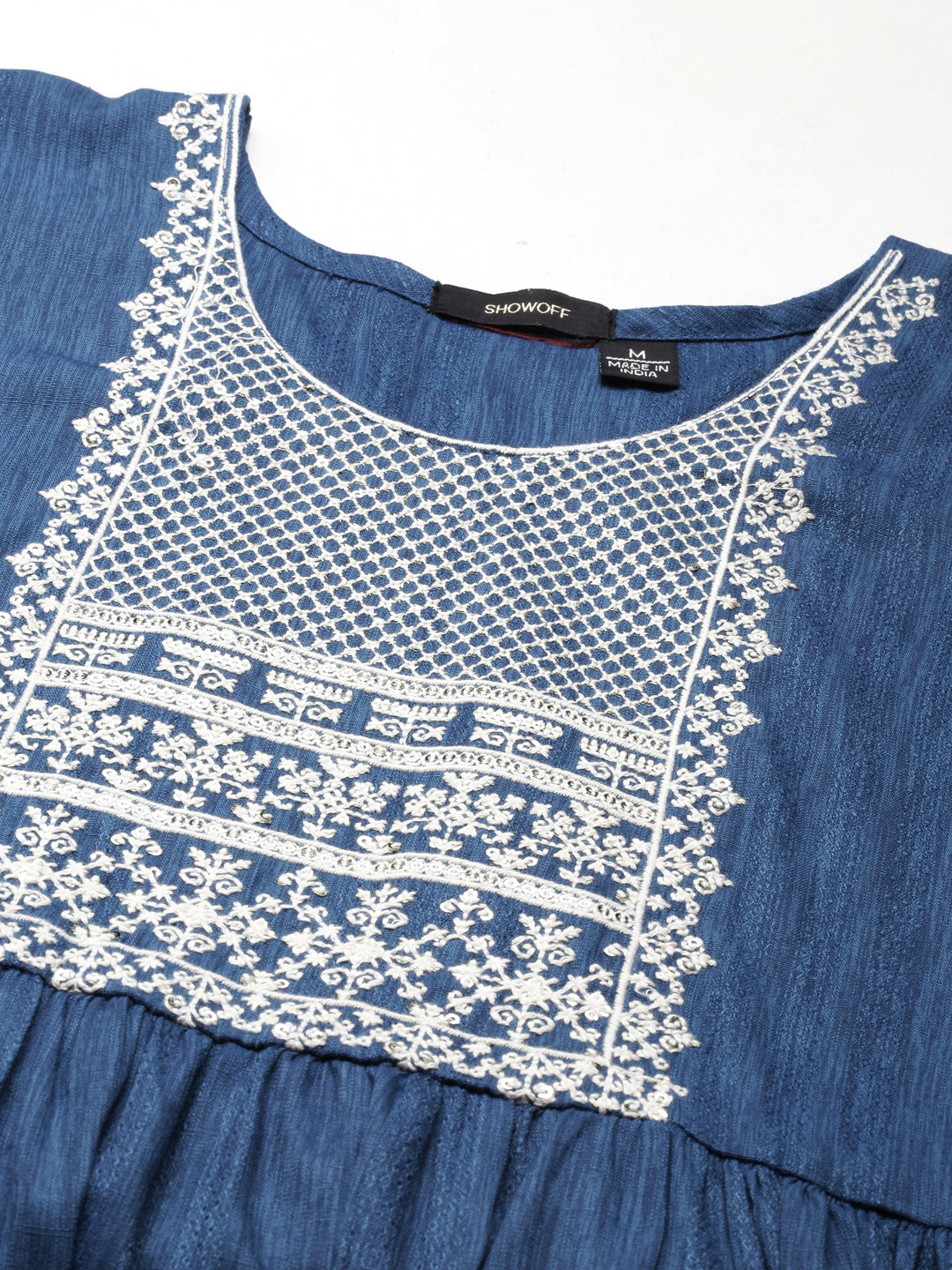 Women's Teal Ethnic Motifs Thread Work Anarkali Kurta