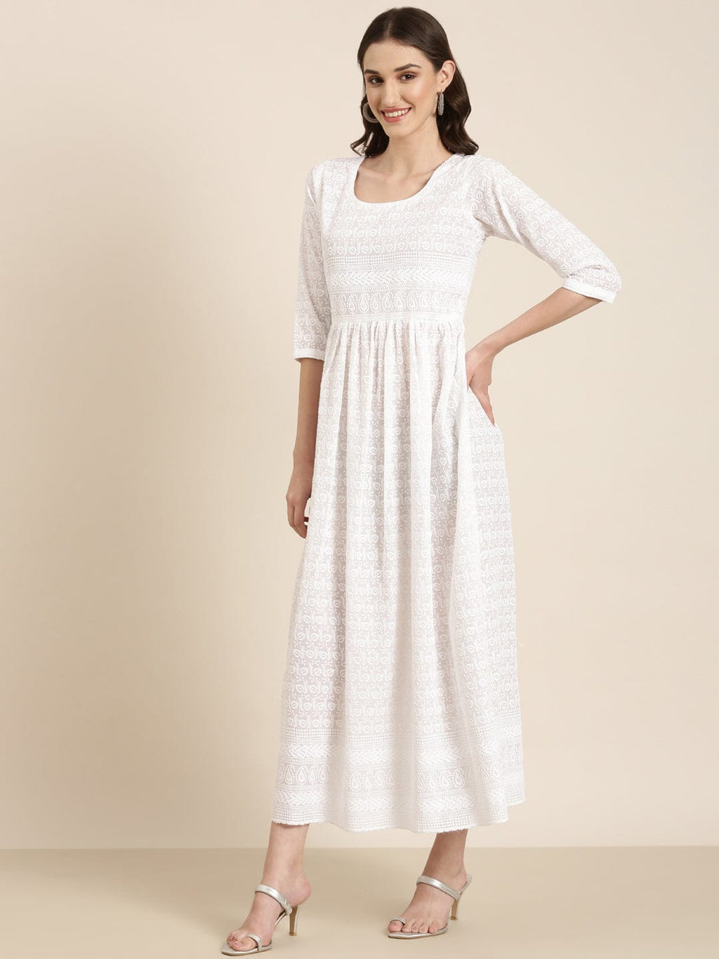 Women's Solid Empire White Kurta