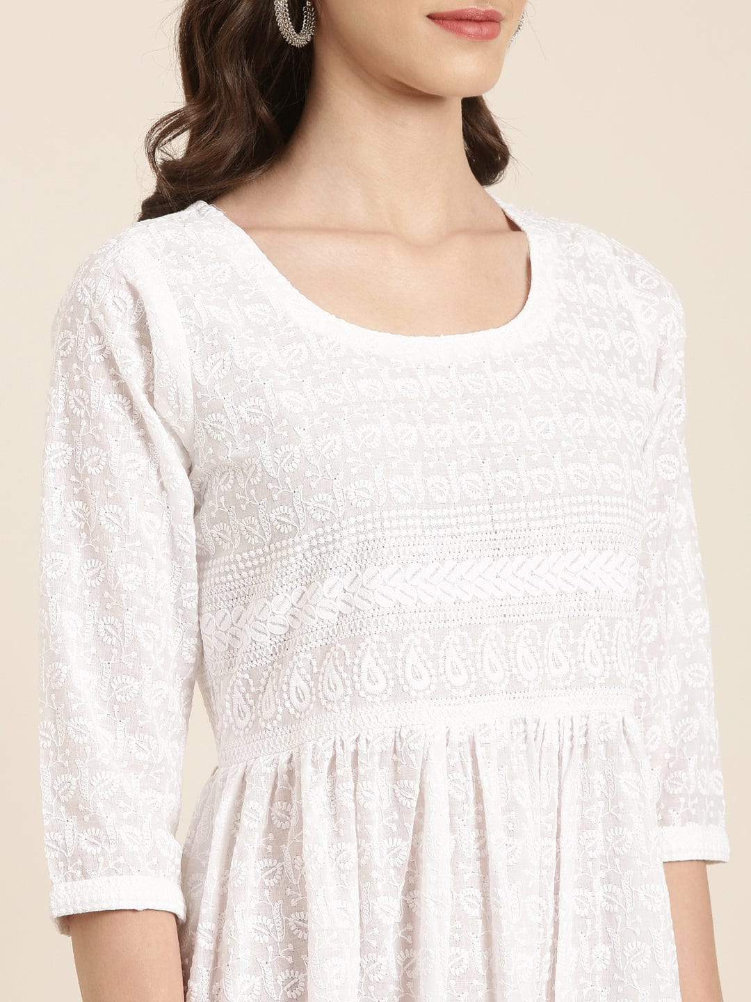 Women's Solid Empire White Kurta