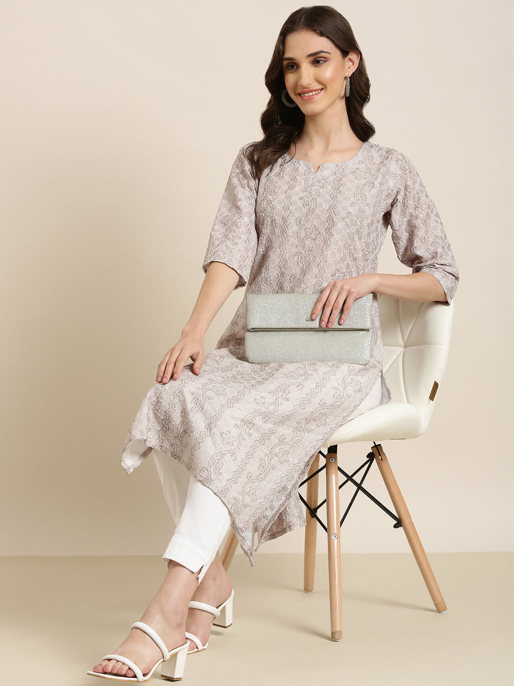 Women's Sea Green Embroidered Straight Kurta