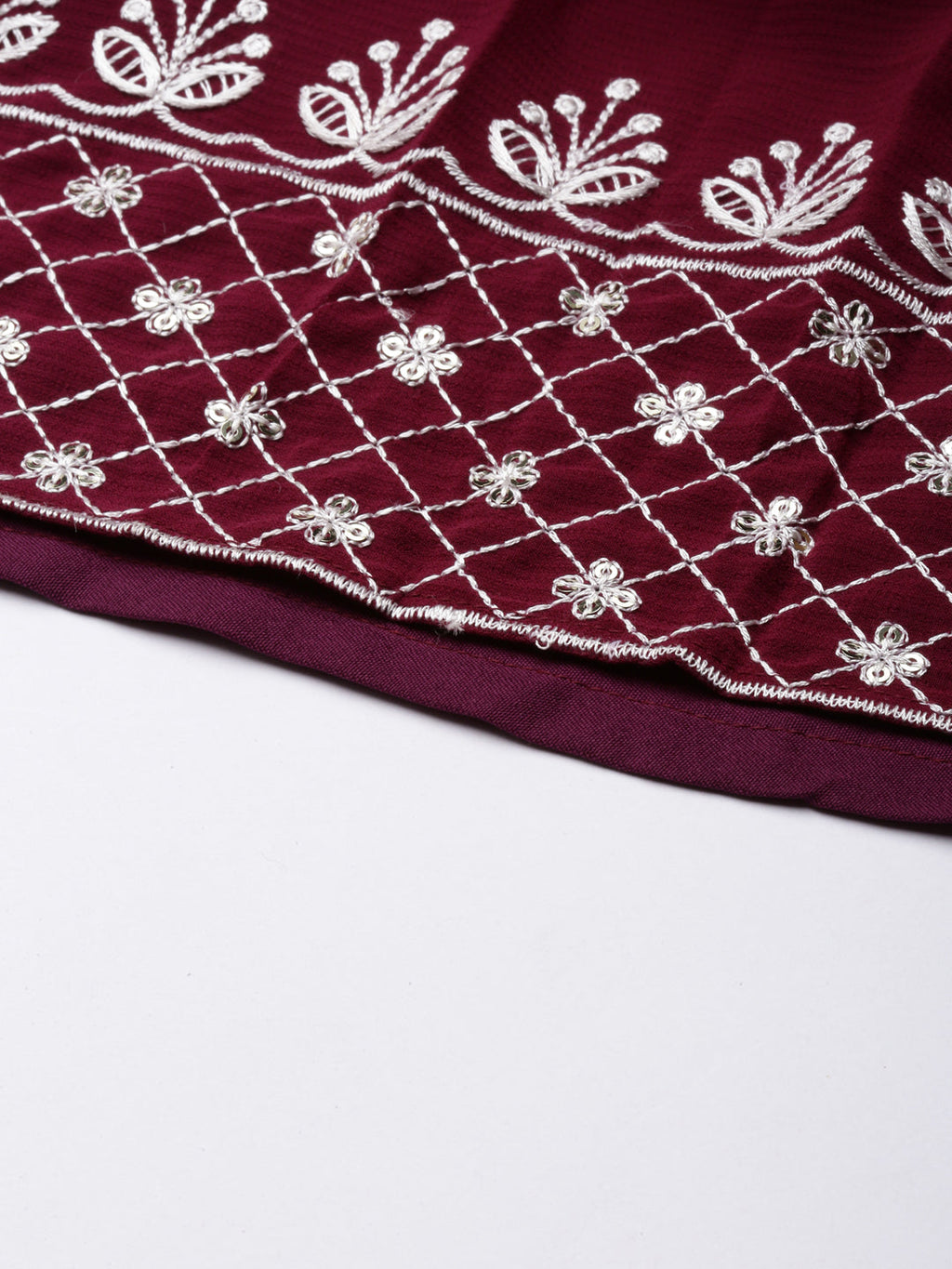 Women's Magenta Ethnic Motifs Embroidered Sequinned Georgette Anarkali Kurta