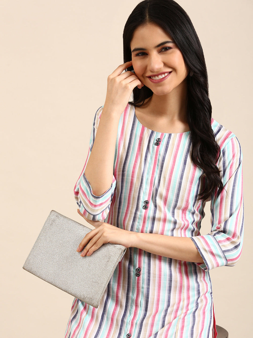 Women's Multi Striped Straight Kurta