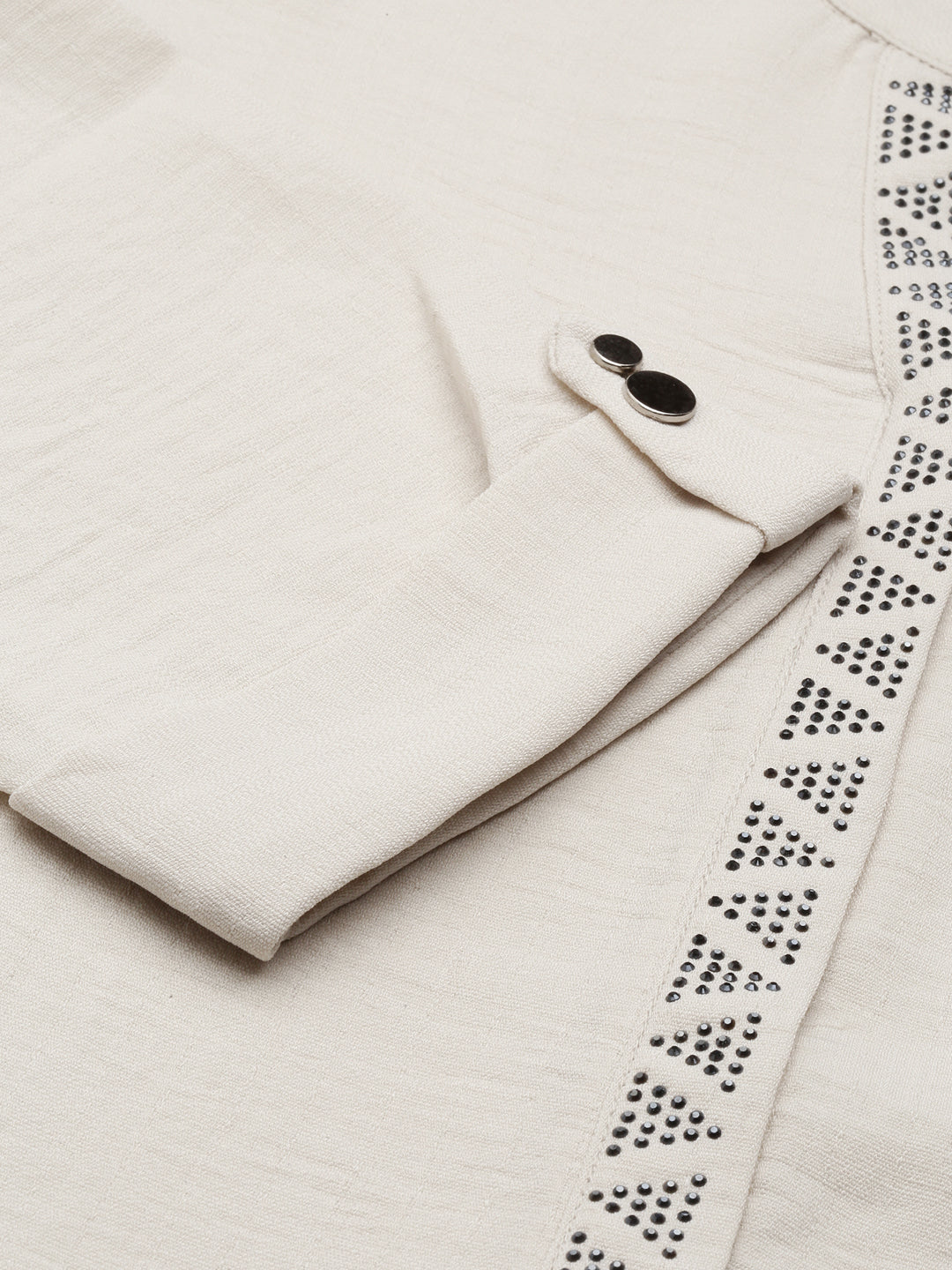 Women's Off White Mandarin Collar Straight Kurta