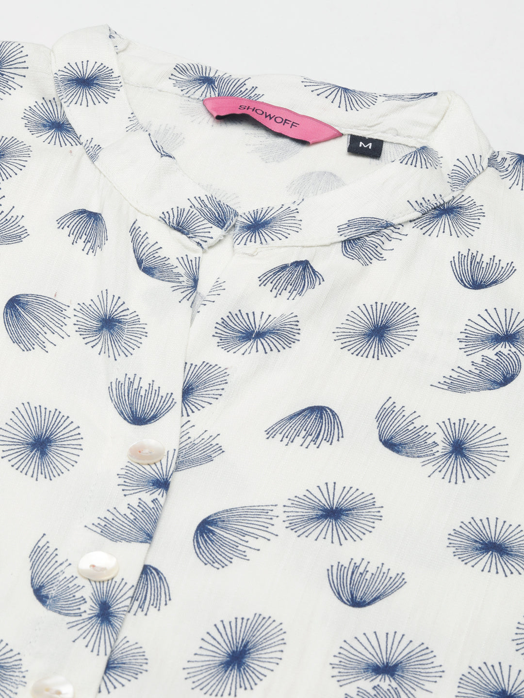 Women's Off White Floral Printed Straight Kurta