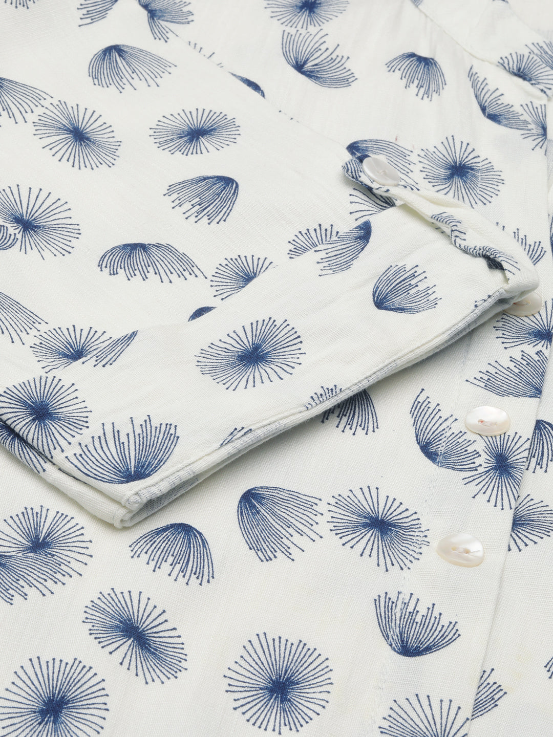 Women's Off White Floral Printed Straight Kurta