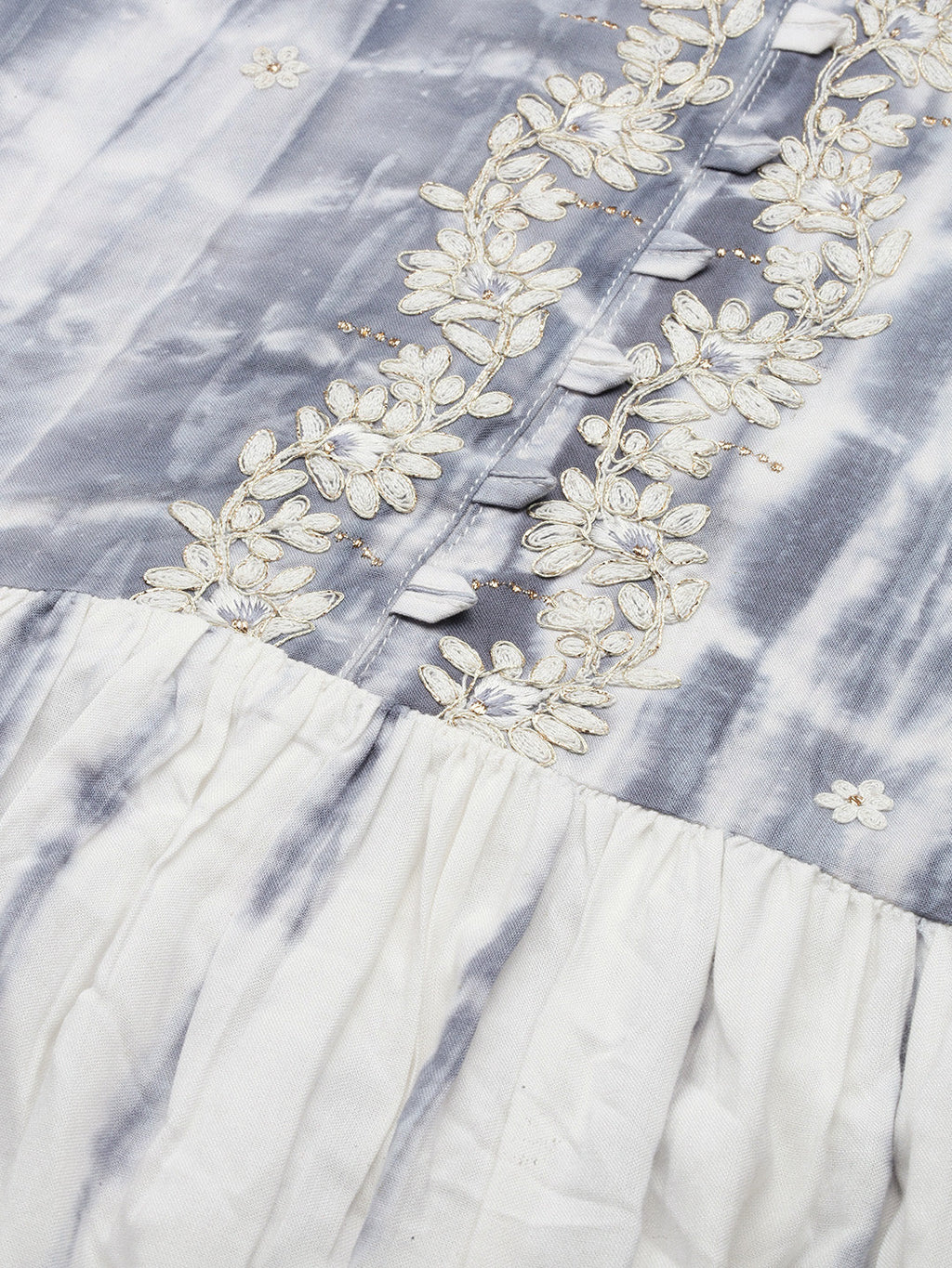 Women's White Tie Dye Anarkali Kurta