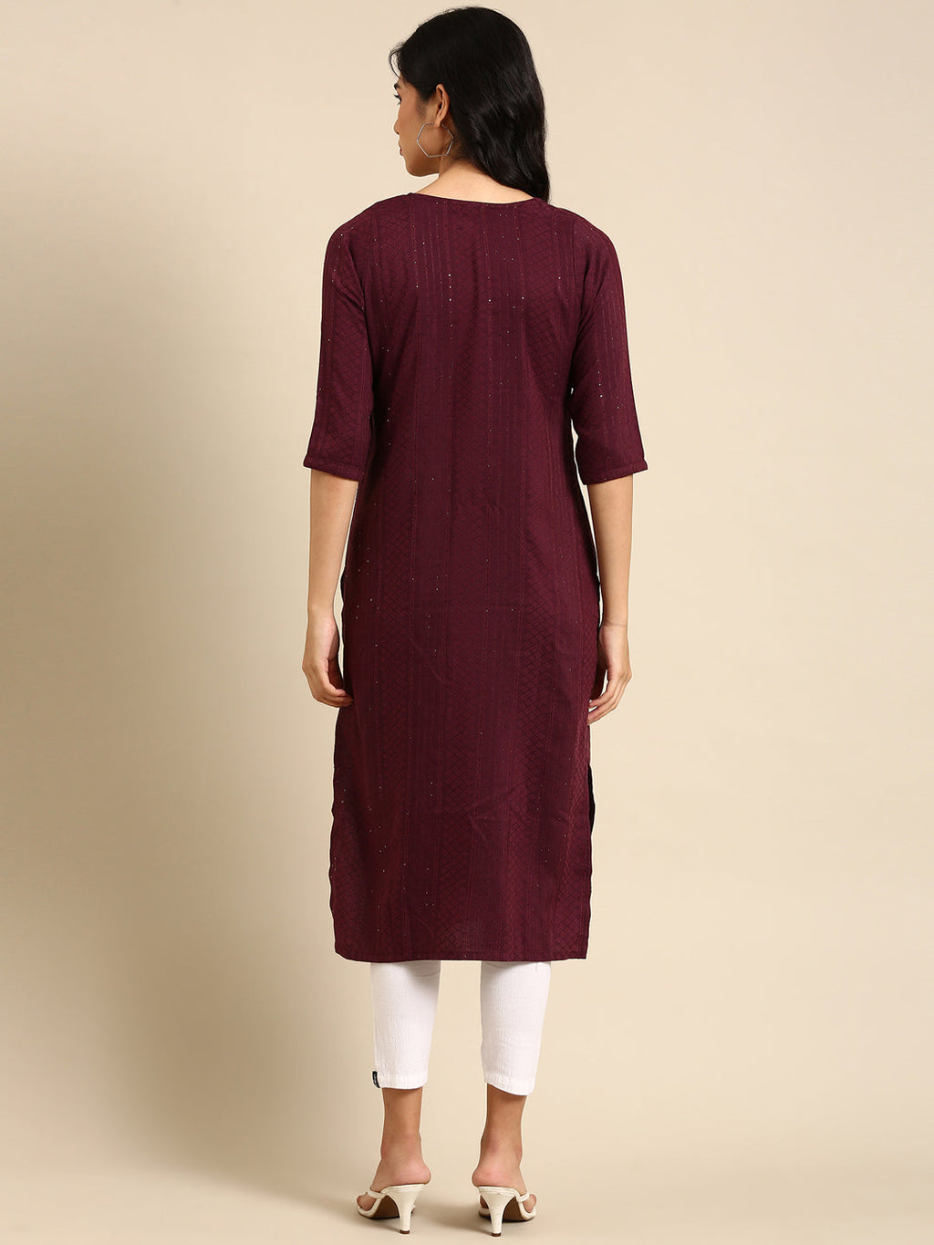 Women's Purple Solid Straight Kurta