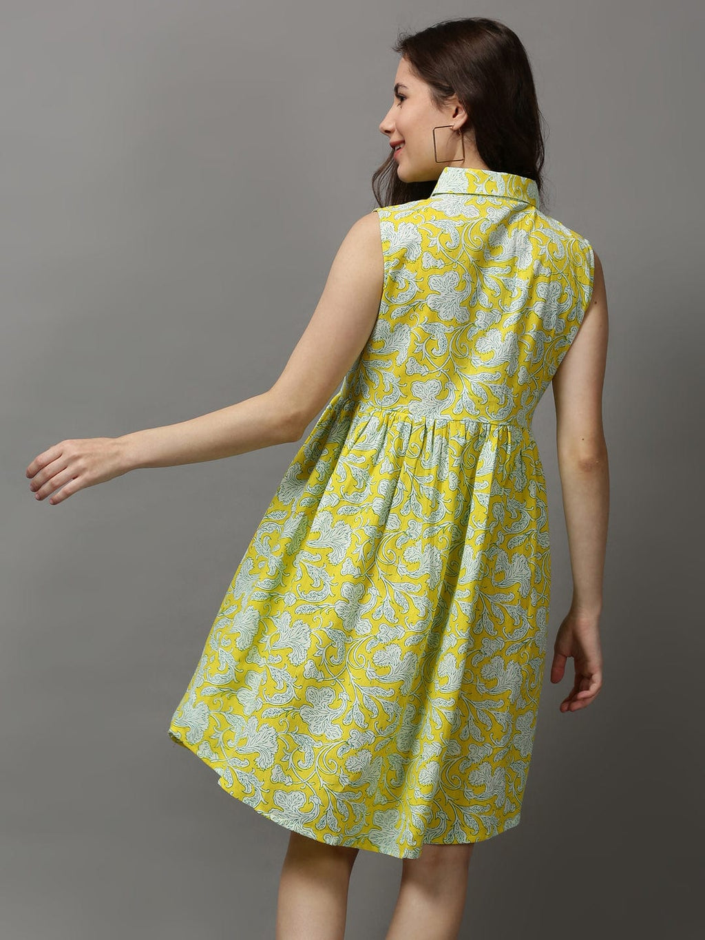 Women's Yellow Floral A-Line Dress