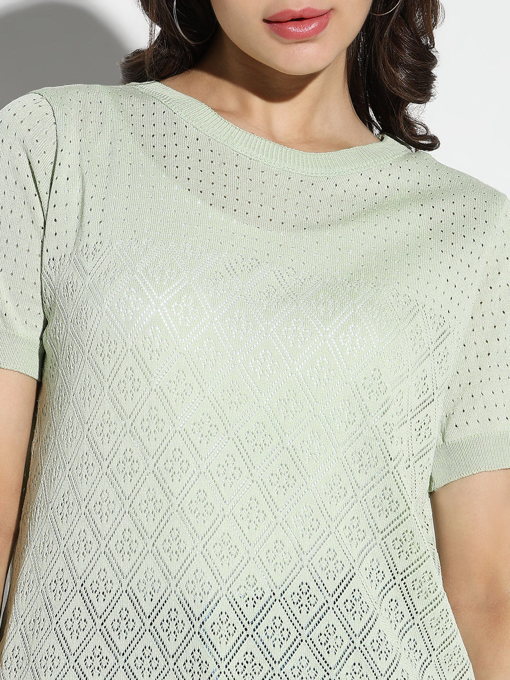 Women's Green Self Design Top