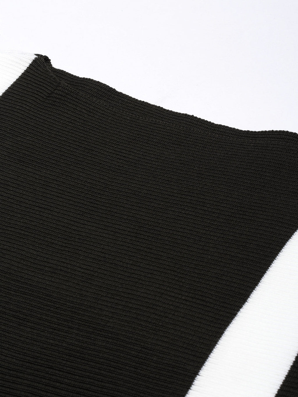 Women's Olive Boat Neck Vertical Striped Top