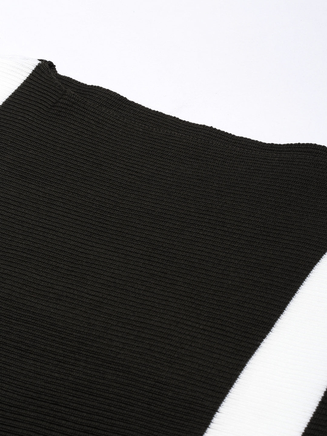 Women's Olive Boat Neck Vertical Striped Top