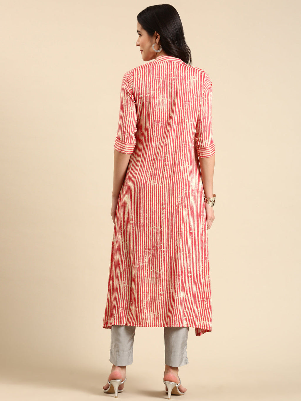 Women's Coral Printed Anarkali Kurta