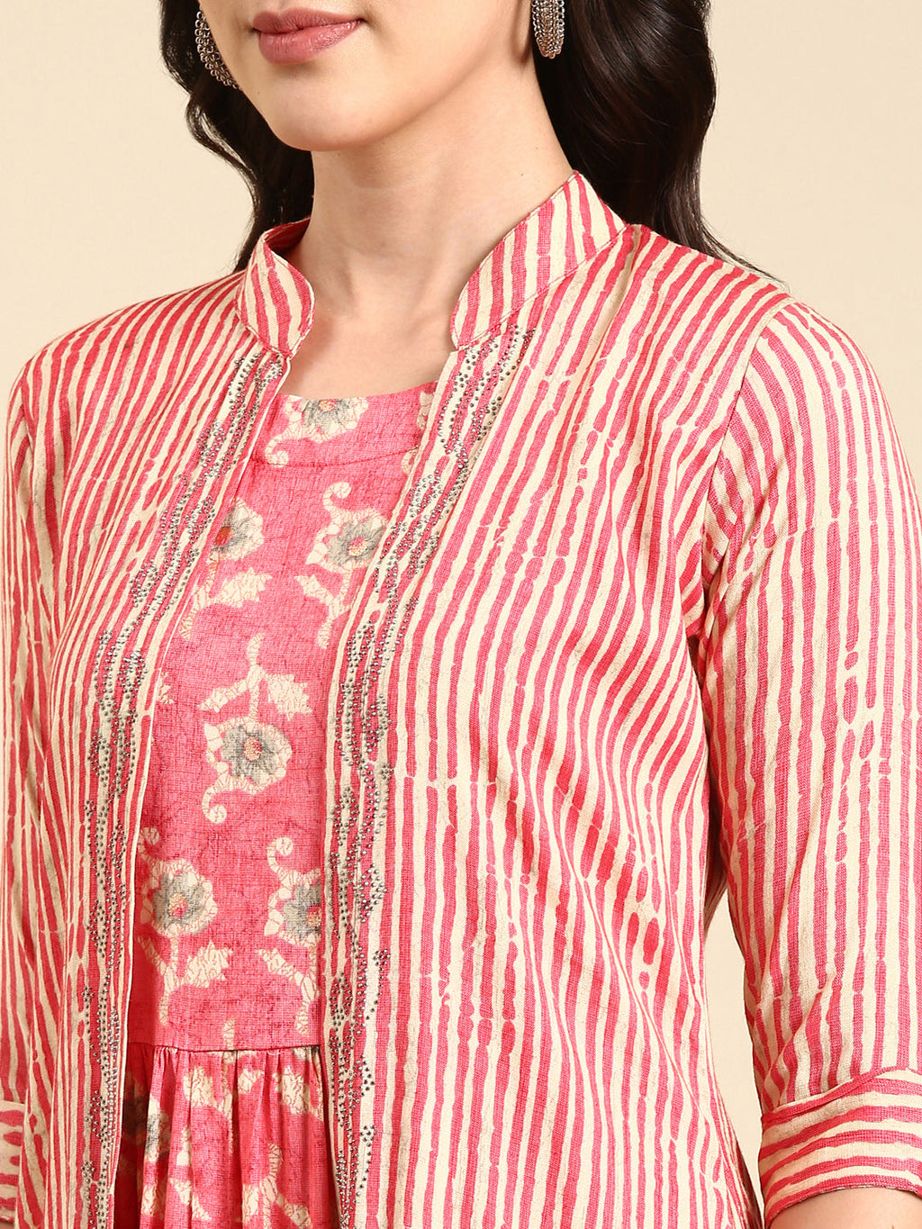 Women's Coral Printed Anarkali Kurta