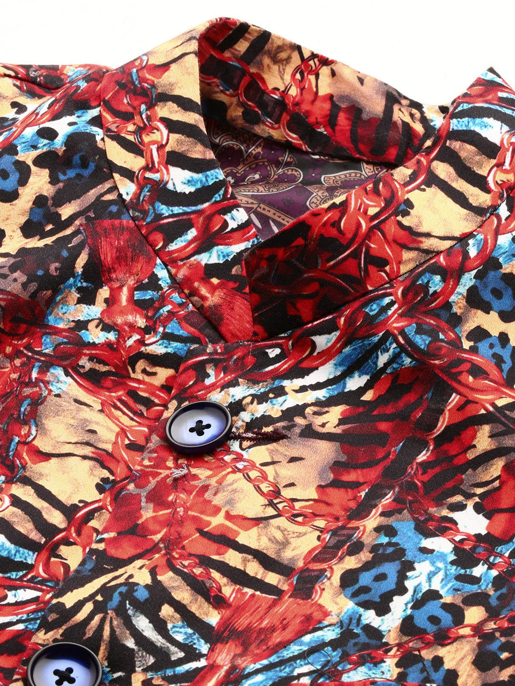 Men's Coral Printed Slim-Fit Cotton Bandhgala Blazer