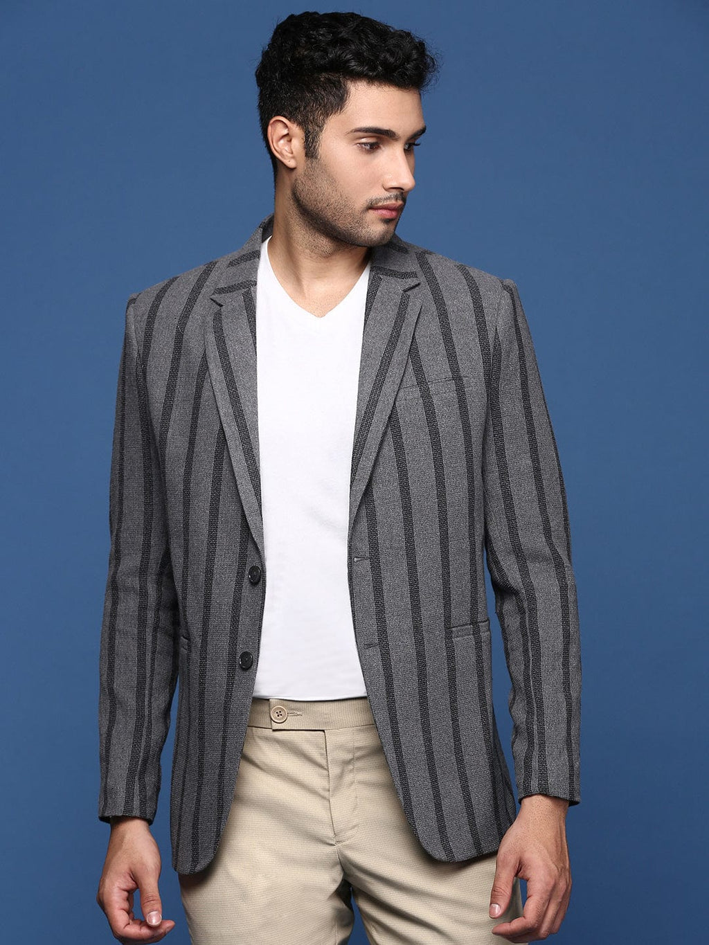 Men's Charcoal Slim Fit Single Breasted Slim Fit Formal Blazer