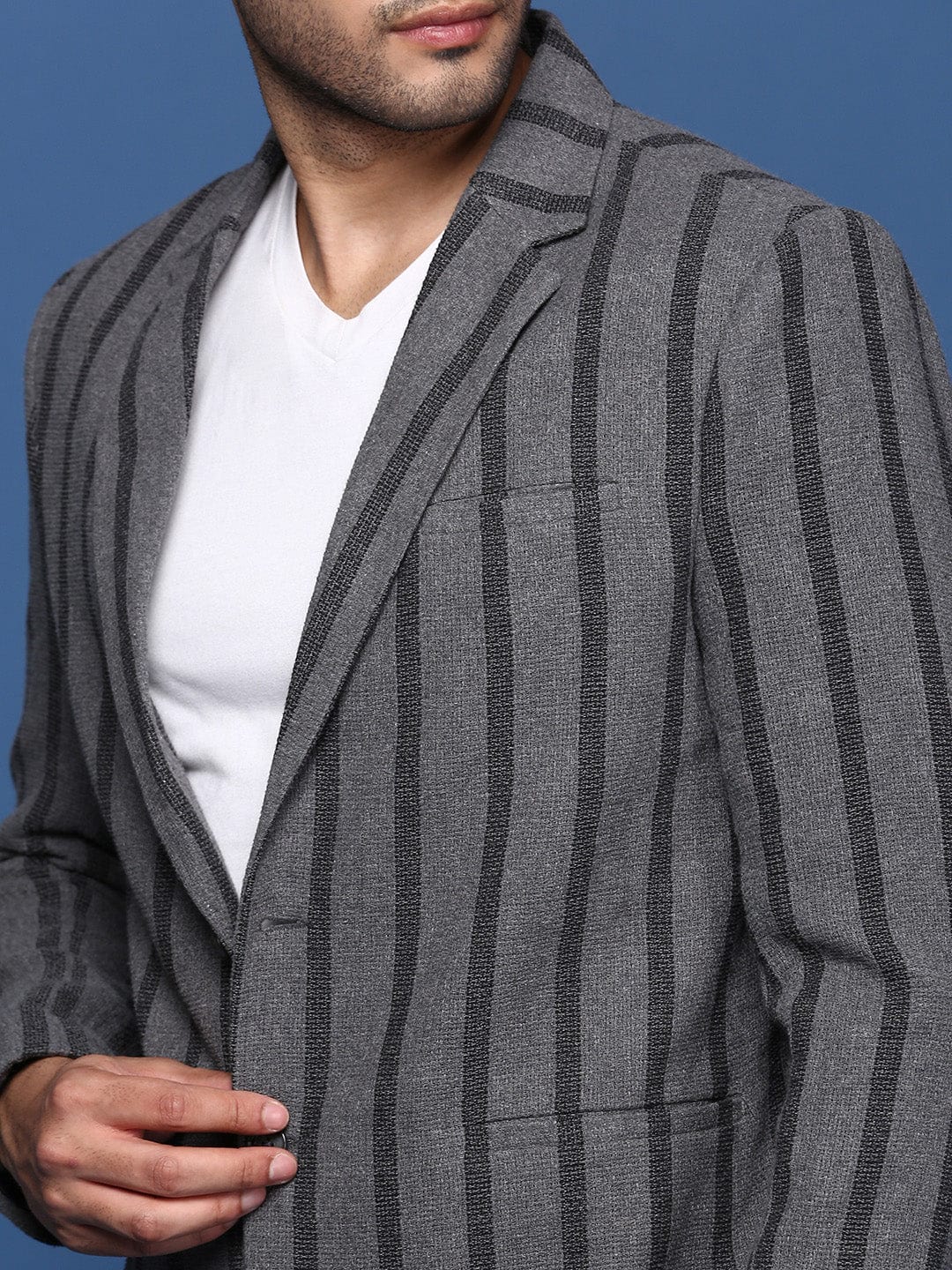 Men's Charcoal Slim Fit Single Breasted Slim Fit Formal Blazer