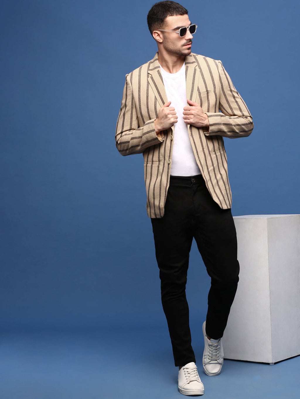 Men's Beige Single Breasted Slim Fit Blazer