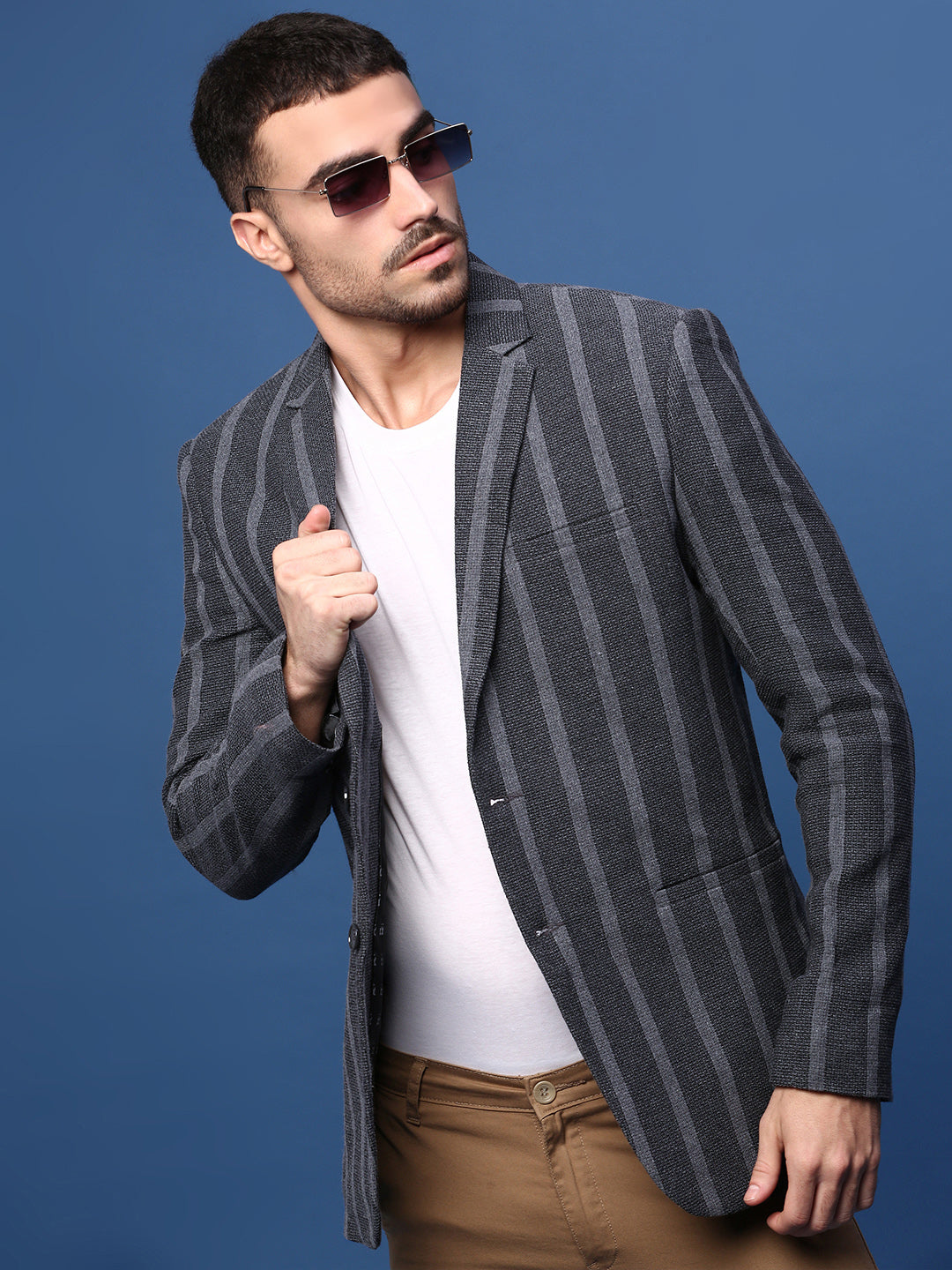 Men's Charcoal Slim Fit Single Breasted Blazer