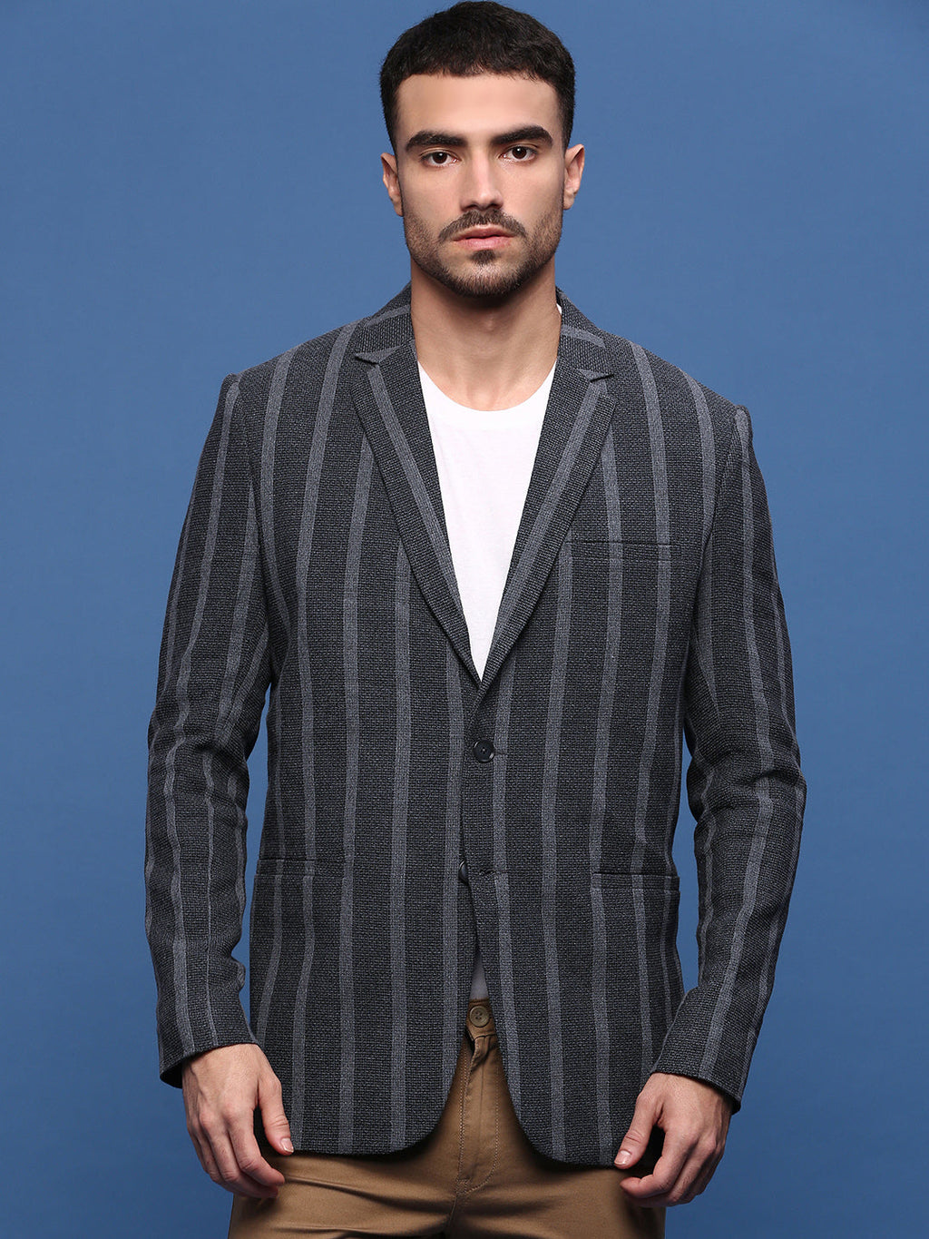 Men's Charcoal Slim Fit Single Breasted Blazer
