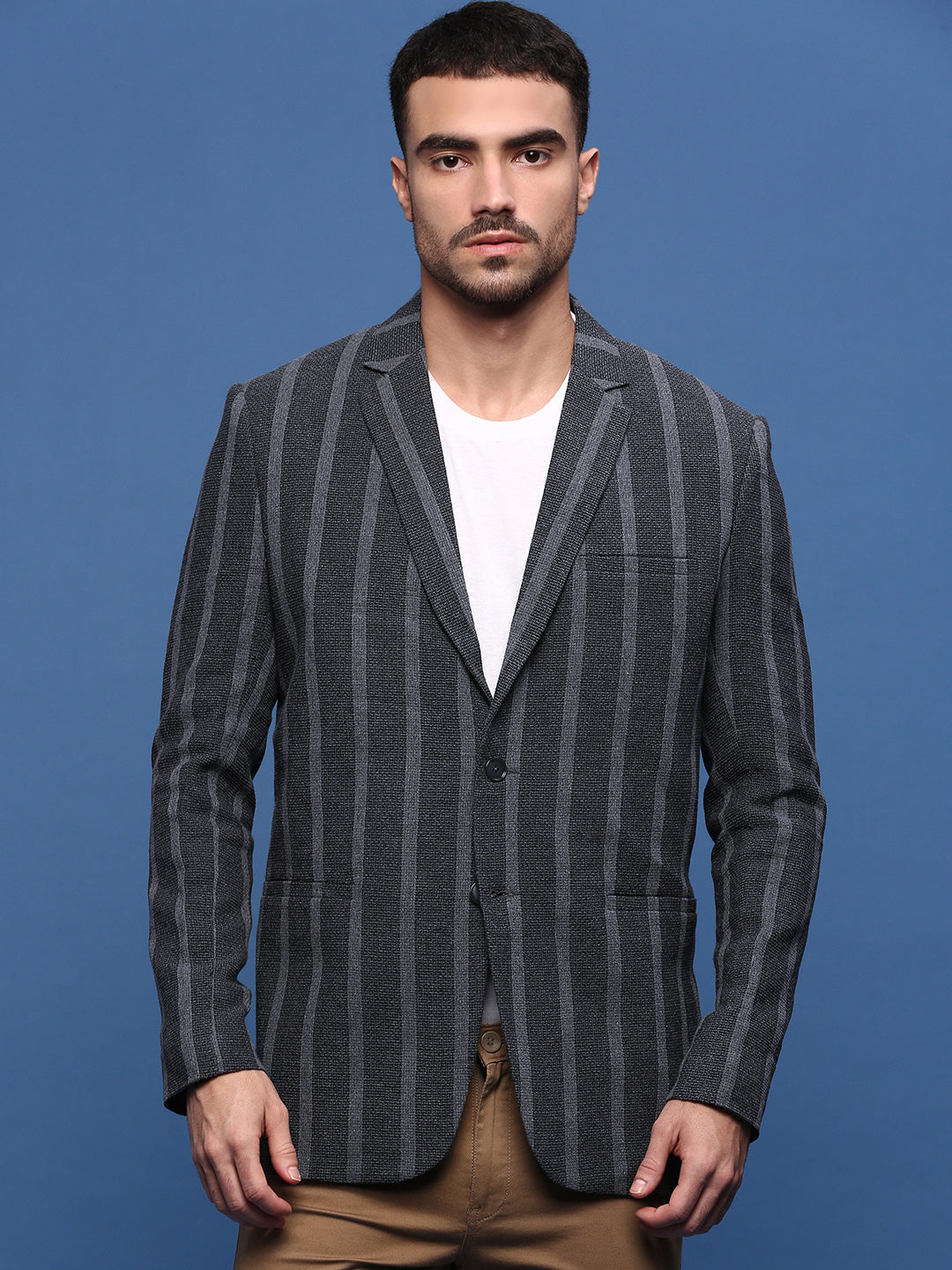 Men's Charcoal Slim Fit Single Breasted Blazer