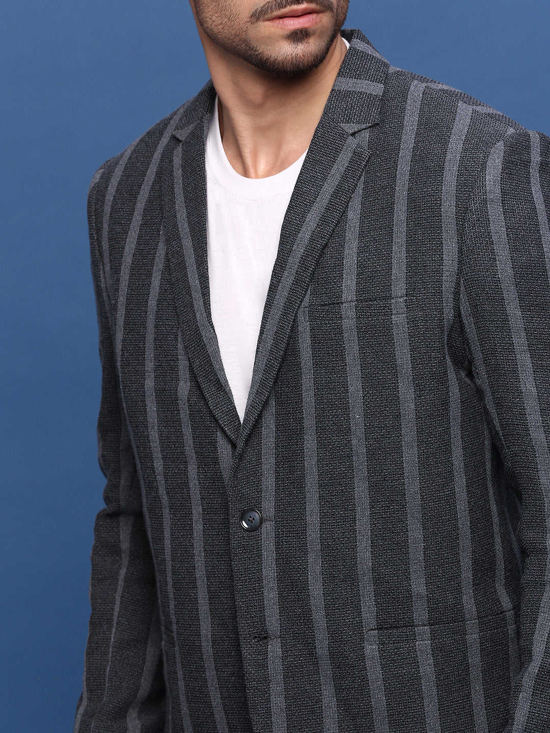 Men's Charcoal Slim Fit Single Breasted Blazer