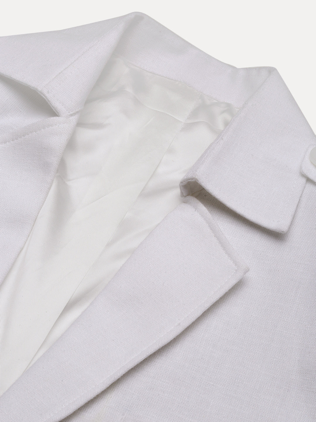 Men's White Slim-Fit Notched Lapel Single-Breasted Cotton Blazer