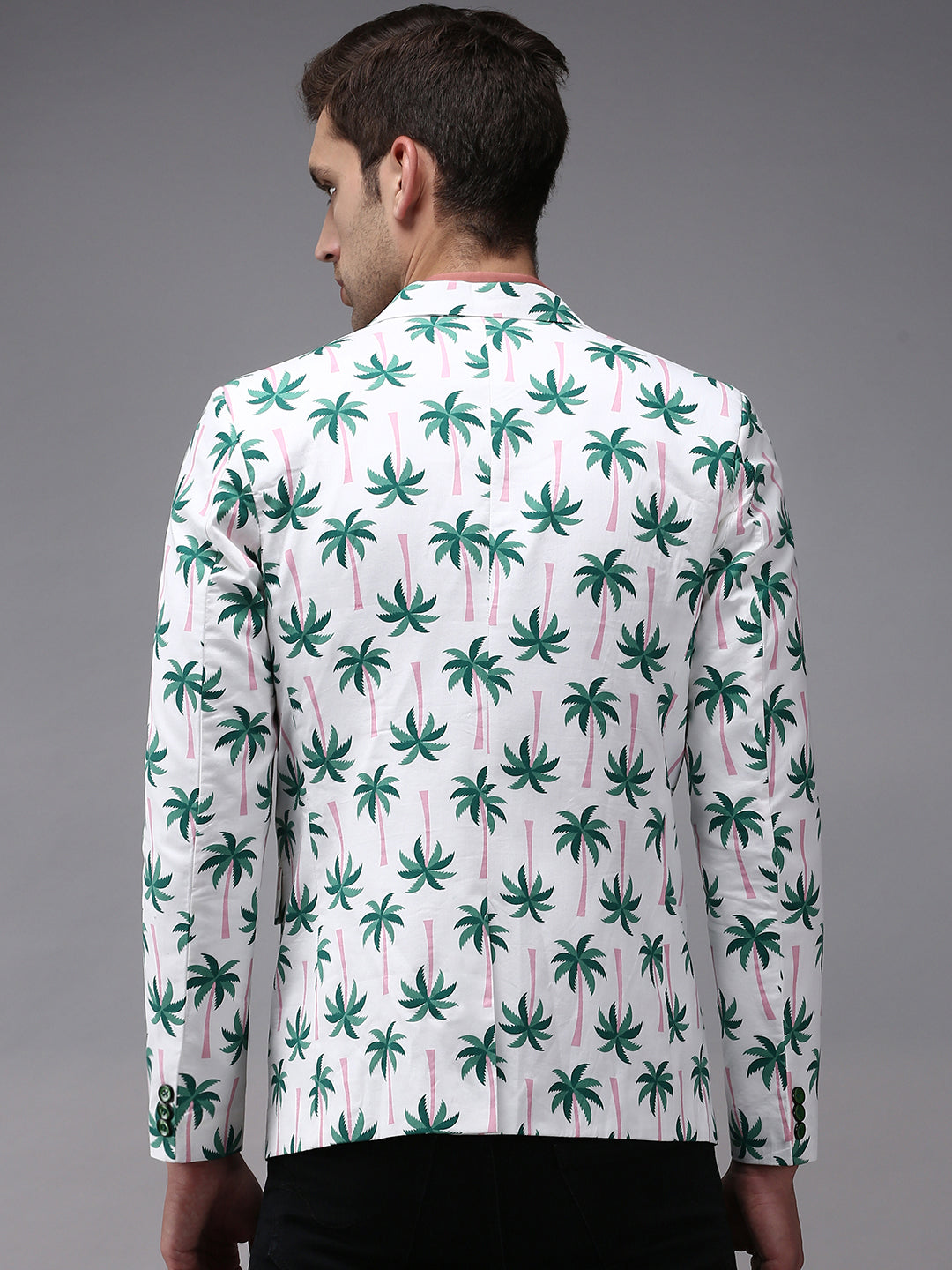 Men's White Printed Single Breasted Blazers