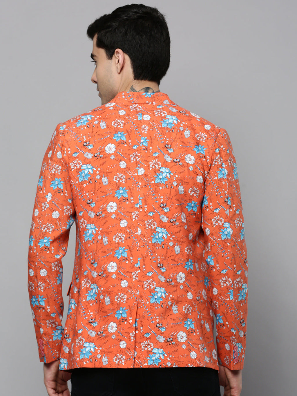 Men's Coral Floral Printed Slim-Fit Single Breasted Blazer